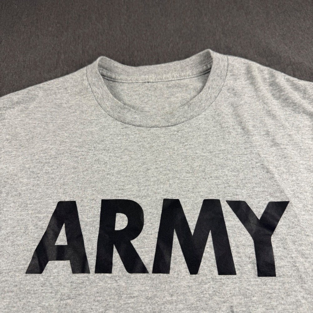 Mens US Army PT T-Shirt Gray Short Sleeve Graphic Tee Size‎ Medium Heather Gray